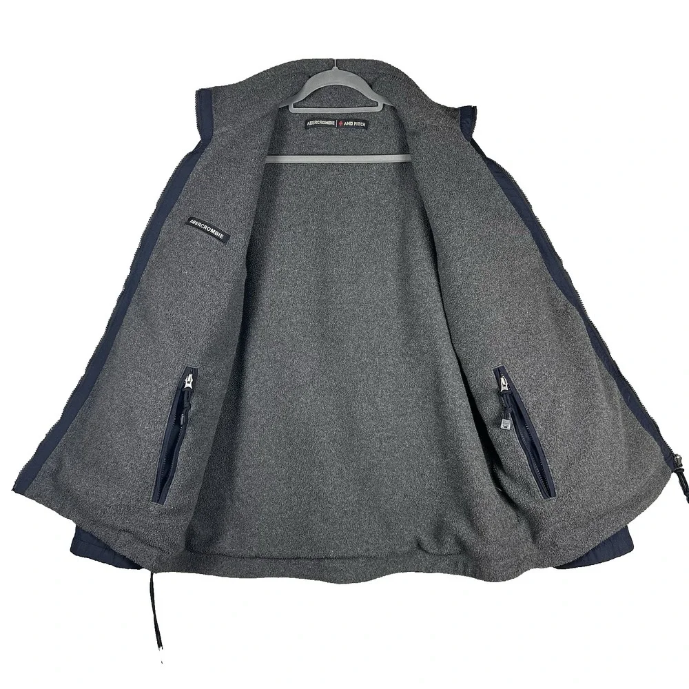 ABERCROMBIE & FITCH Reversible Ski Jacket Mens Size Large Navy Blue Gray ‎ A&F